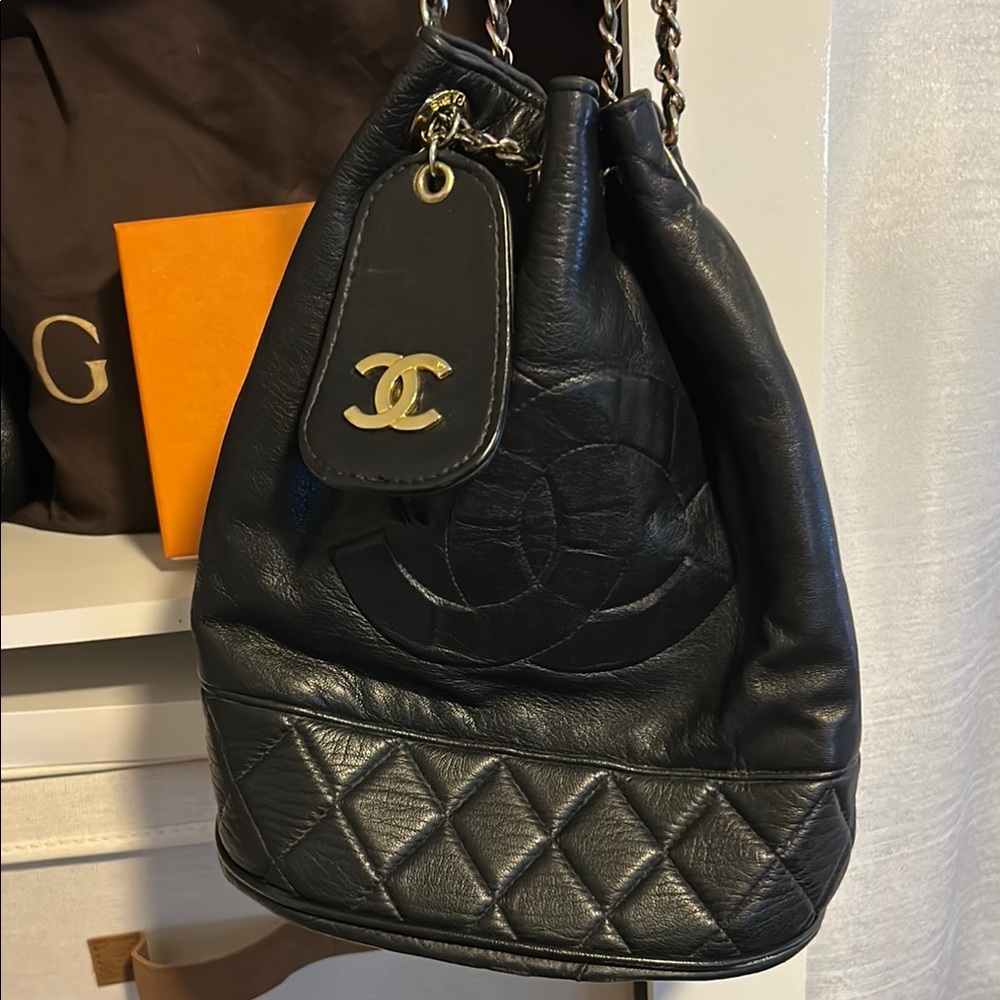 Vintage extremely worn Chanel bucket bag